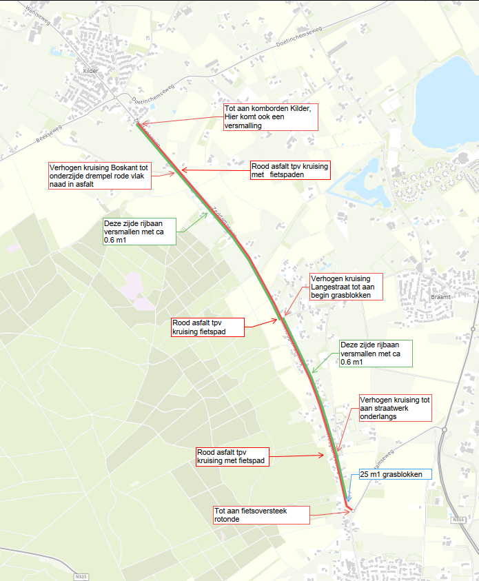 kaartje Asfaltonderhoud Hooglandseweg/Zeddamseweg 