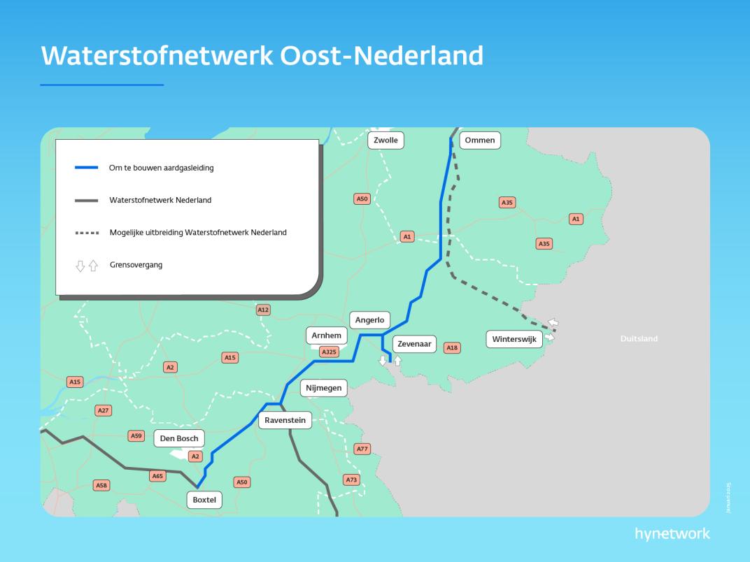Een visualisatie van het Waterstofnetwerk Oost-Nederland