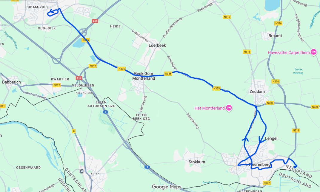 kaartje met route nieuwe bushaltes