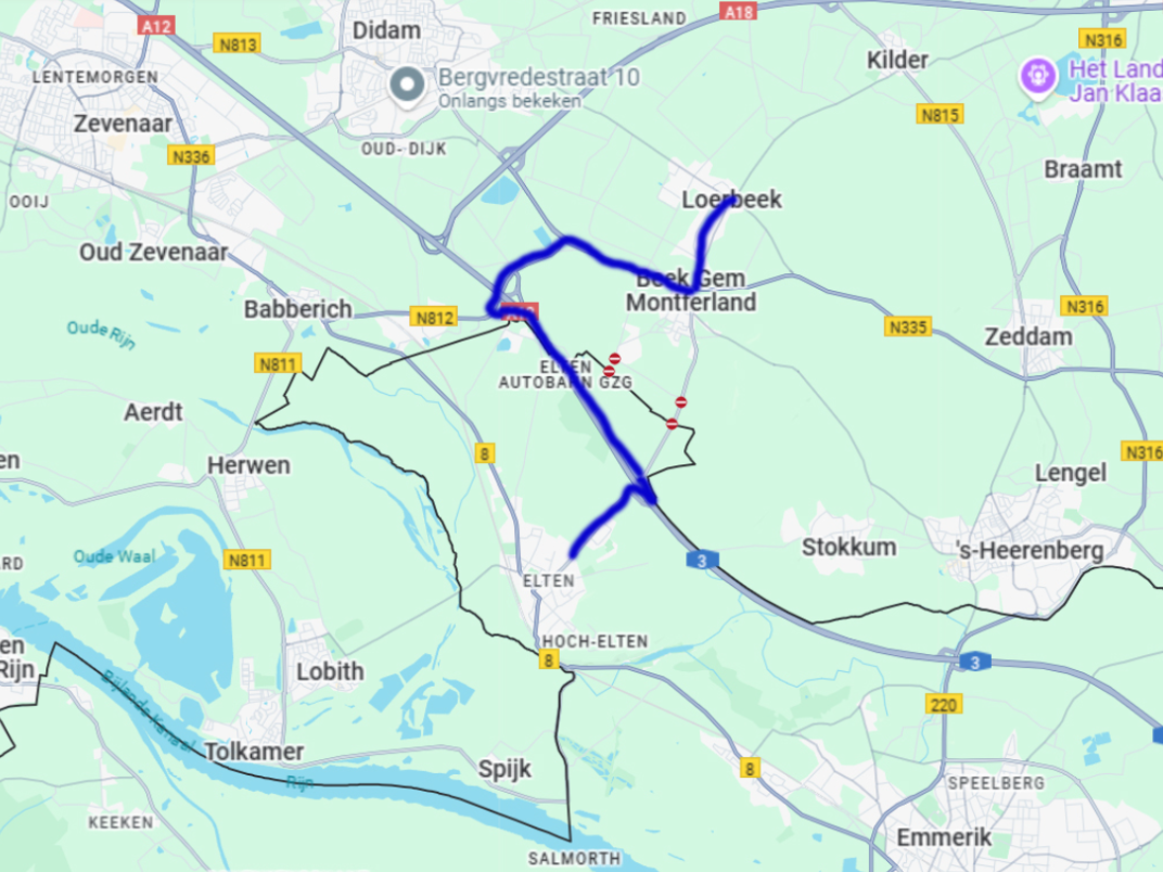 alternatieve route beek elten