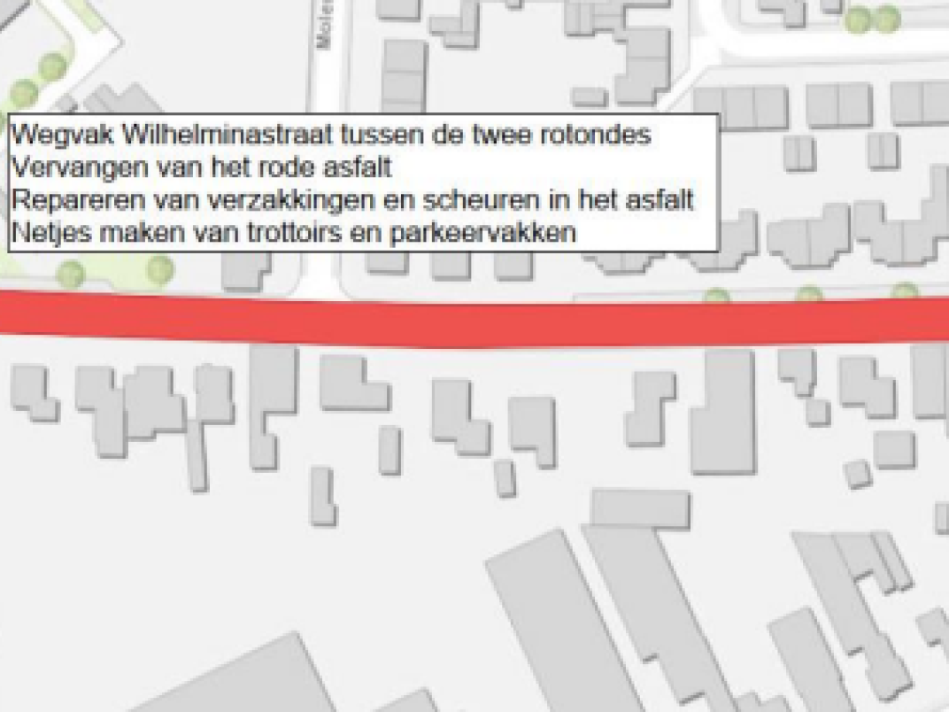 asfaltonderhoud wilhelminastraat didam kaartje rood
