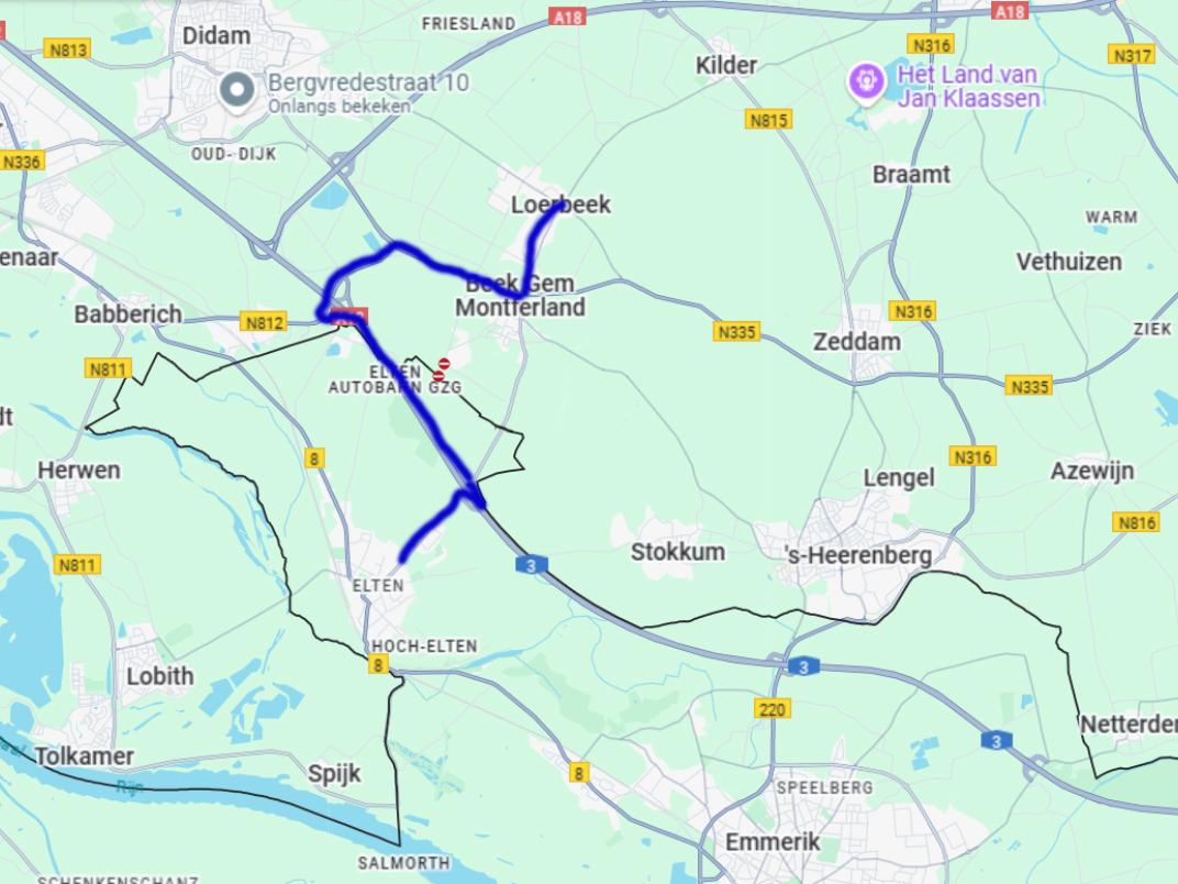 alternatieve route beek elten