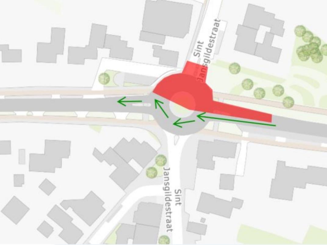 Werkvak werkzaamheden aan de rotonde in Beek